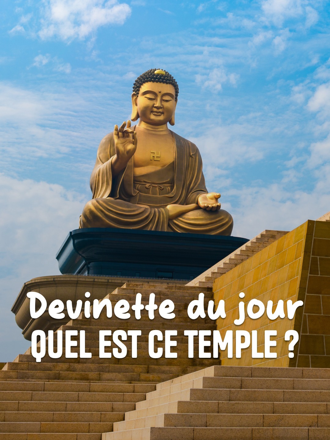 On a fait exprès de choisir un angle qu’on n’a pas l’habitude de voir 🧑‍🎨

Allez, on te partage quand même 3 indices :
1️⃣ Ce temple bouddhiste de Kaohsiung est le plus grand d’Europe avec 8 000 mètres carrés.

2️⃣Sa gigantesque statue de Bouddha mesure 50 mètres de haut et culmine à 108 mètres. Impossible de la rater !

3️⃣Il possède un musée inauguré en 2011 qui s’étend sur 101 hectares. Actuellement, il propose une exposition sur l’art rupestre et sa visite est gratuite. 

Alors, t’as une petite idée ? 🧐

📸 Keitma - Adobe Stock